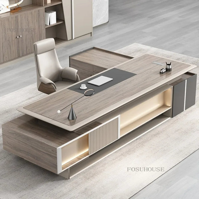 Italian Office Boss Desks Table Simple Modern President Desk Office Furniture Large Manager Computer Desk and Chair Set K