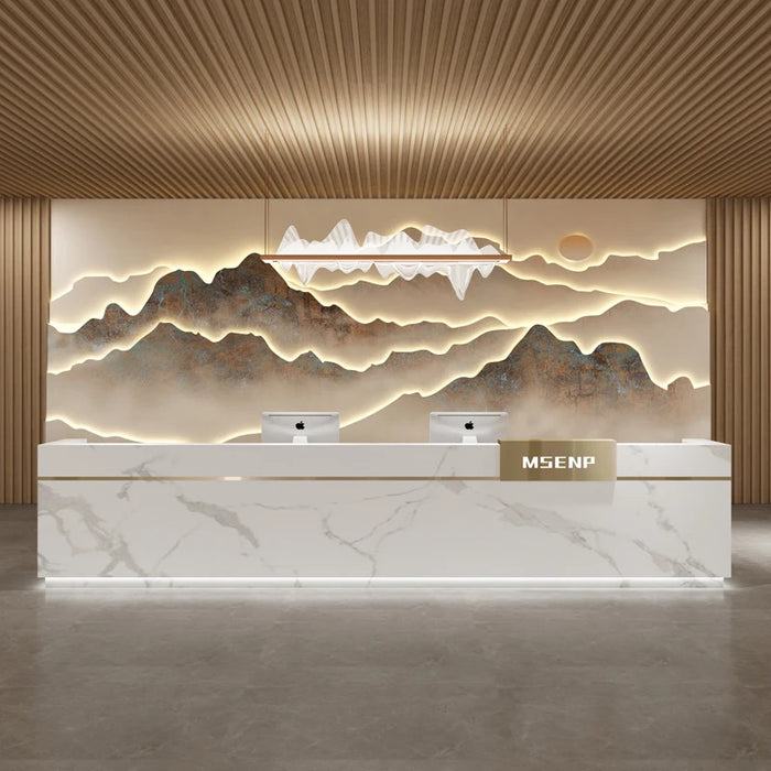 Modern Minimalist Reception Desk Company Cashier Hotel Consultation Stainless Steel Bar Coffee Shop Bureau Meuble Furnitures