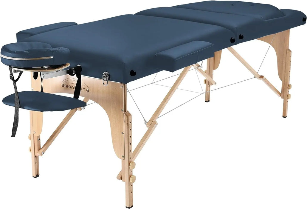 Saloniture Professional Portable Massage Table with Backrest - Blue