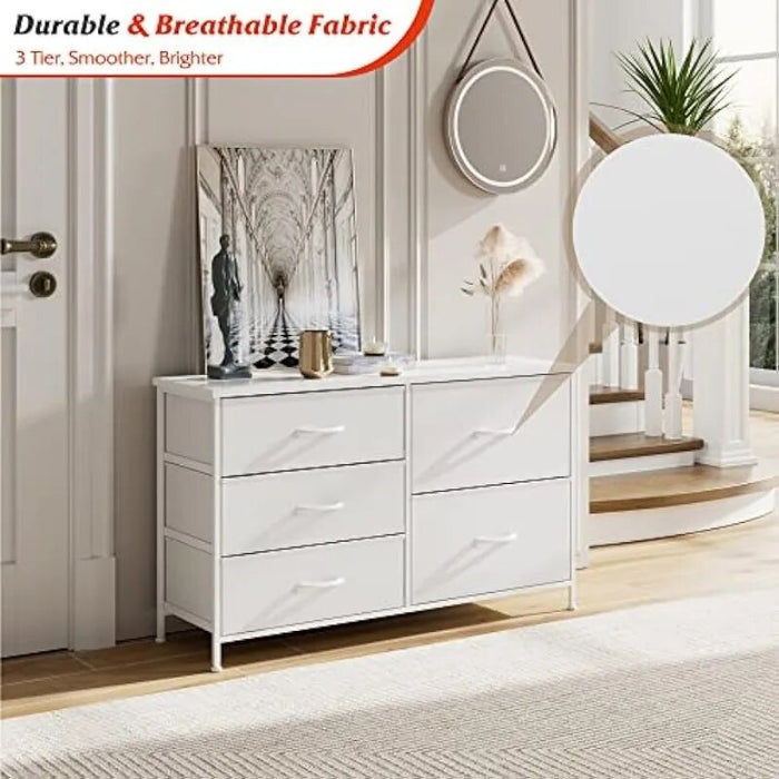 Nicehill White Dresser for Bedroom with 5 Drawers, Small Dresser for Kids' Bedroom, Nursery, Closet, Wide Chest of Drawers Baby