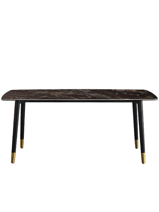 Light luxury rock plate dining table and chair combination modern simple rectangular solid wood leg family restaurant Nordic sma