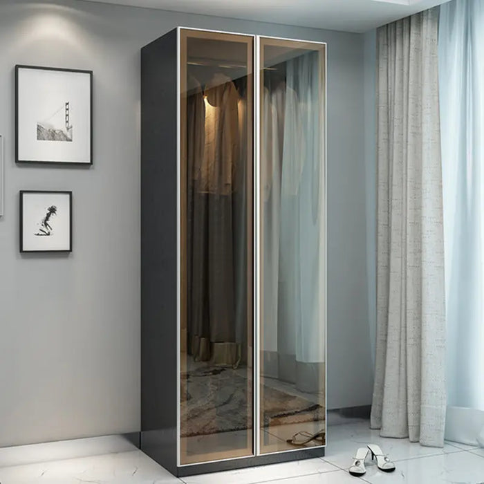 Toughened glass wardrobe family bedroom swing door cloakroom panel wardrobe modern simplicity