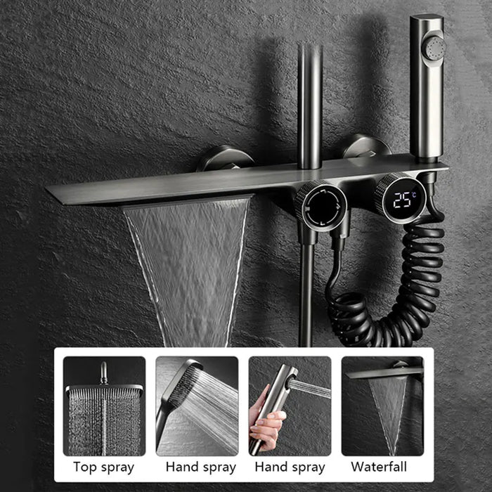 Luxury Bathroom Waterfall Faucet High Pressure Rain Shower Head System Full Bath Douche Shower Set for Bathroom Accessories Sets