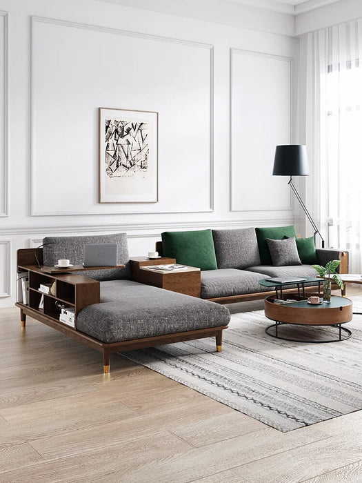 Home Couch Sofa Set Furniture Super Loading Ability Dark Grey L-shape Chaise Modern Living Room Sofas