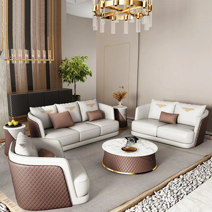 Light post-modern leather sofa