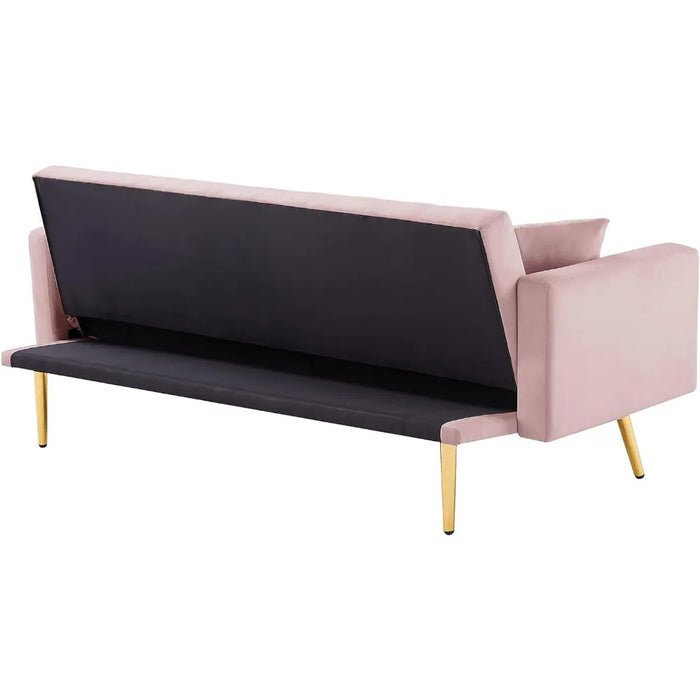 Lifeand Convertible Folding Futon Bed,Sleeper Sofa Couch for Compact Living Space, Pink