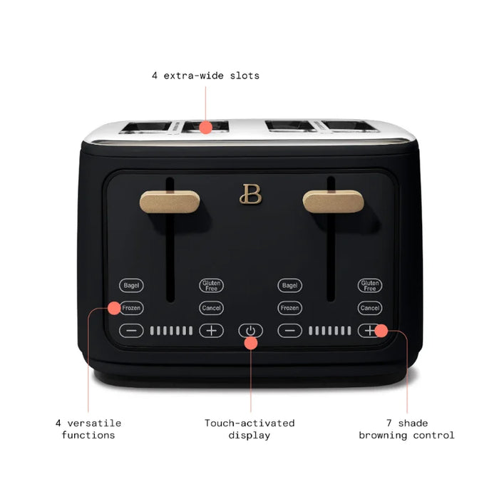 4 Slice Toaster, Black Bread Machine Home Appliance