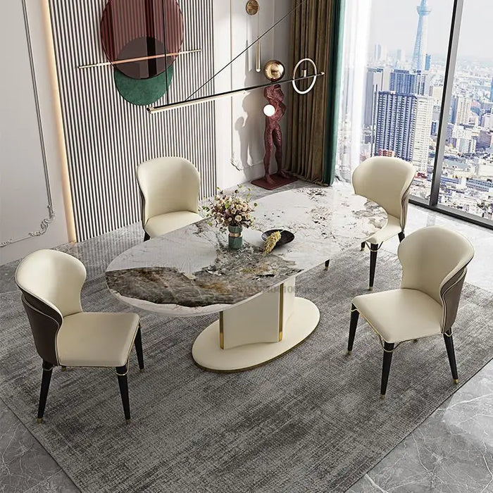Rock Slab Dining Table Modern Minimalist And Luxury Rectangular Table And Chair Combination For Small Apartment Indoor Furniture