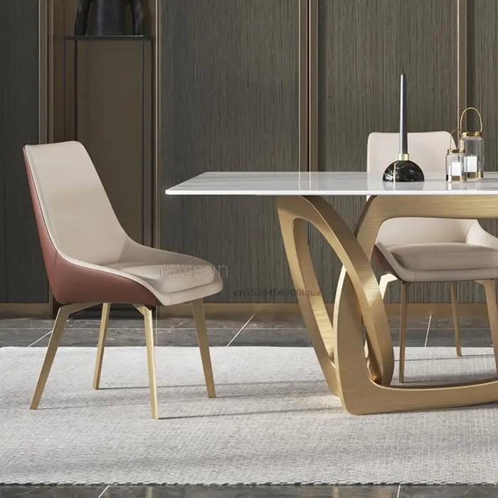 Imported Rock Board Dining Table Designer Creative Light Luxury High-end Villa Restaurant Home Dining Table And Chair Set