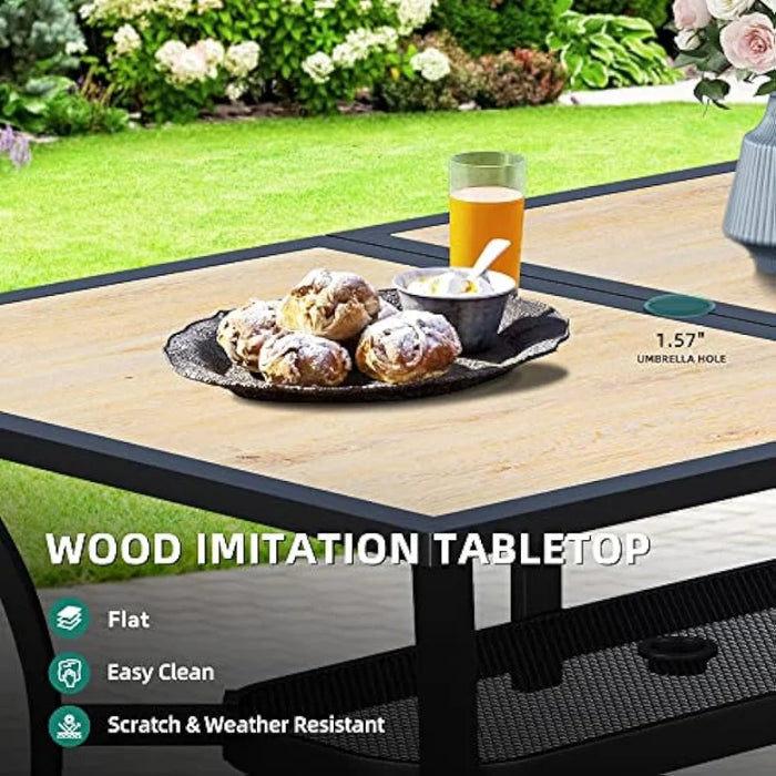 Patio Dining Set for 6, Outdoor Patio Dining Set Including 59" Rectangular Patio Dining Table and 6 Swivel Dining Chair