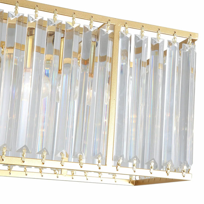 Contemporary Modern Chandelier 3-Light Crystal Chandelier Linear Rectangular Pendant Ceiling Lighting Fixture Adjustable Height