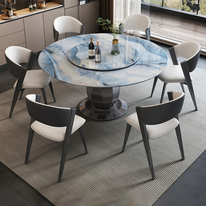 Natural Marble Dining Table Modern Minimalist Small Unit Circular With Turntable Light Luxury Super Crystal Luxury YX50DT