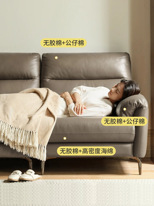 Minimalist Leather Sofa Light Luxury First Layer Cowhide Soft Bag Sofa Small Apartment Three-Seat Living Room Furniture