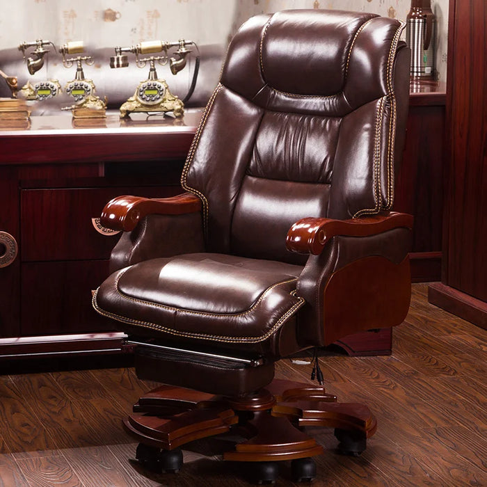 Leather Home Office Chair Ergonomic Swivel Relax Design Office Chair Boss Lounge Sillas De Oficina Office Furniture LQQ25XP