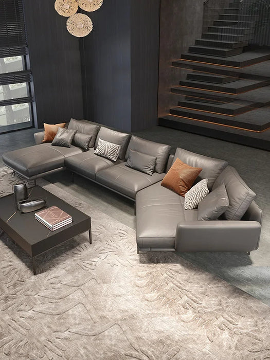Special-Shaped Corner Leather Sofa First Layer Cowhide Living Room Creative