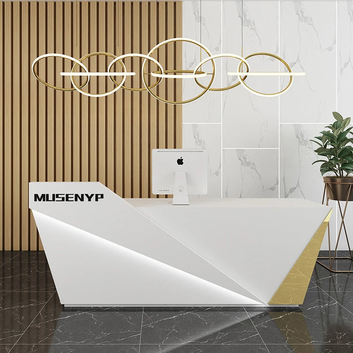 L Shaped Reception Desks Beauty Salon Luxury Office Modern Reception Desk Cashier Table White  Theke Rezeption Bar Furniture