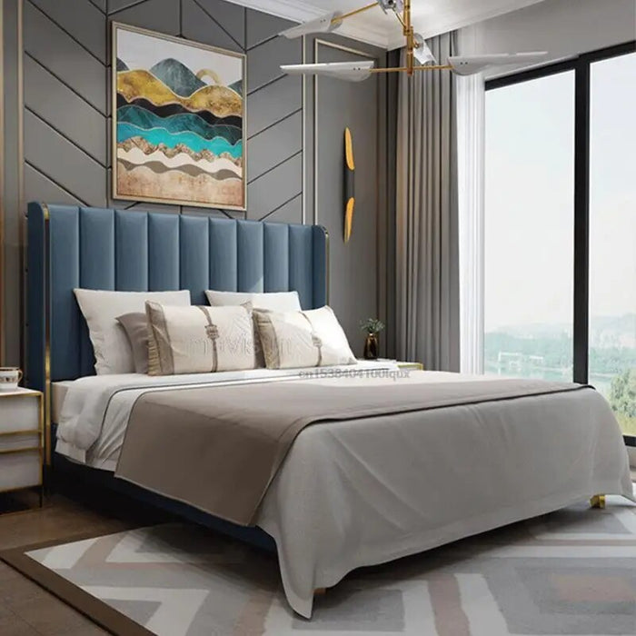 European Style Solid Wood King And Queen Size Bed For Bedroom Furniture Comfortable Upholstered High Quality Double Bed Set 
