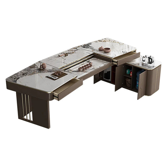 Rock desk, tea table and integrated office kungfu tea table and chair multifunctional luxury office