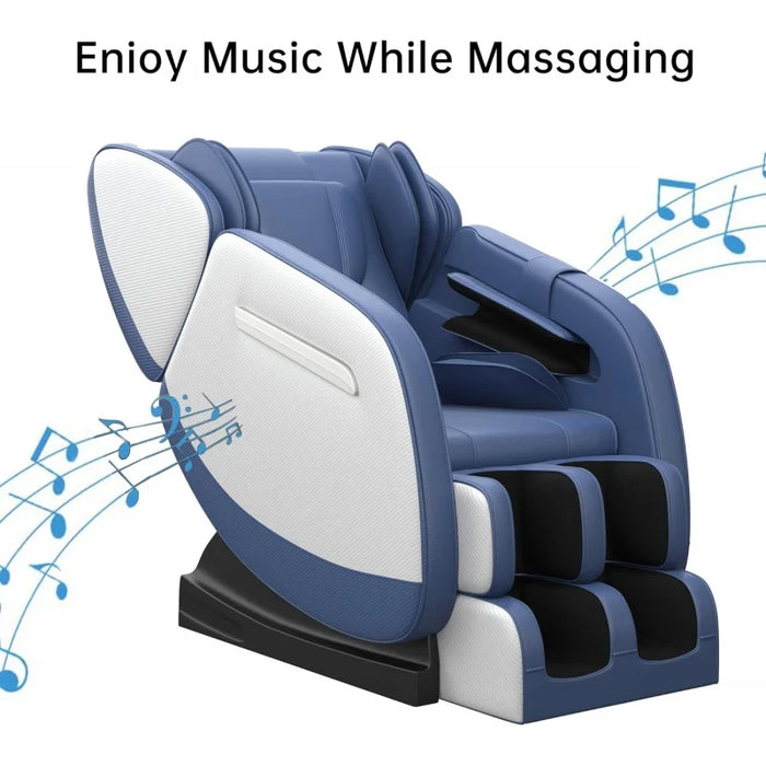 2022 New Massage Chair Recliner with Zero Gravity, Full Body Air Pressure, Heat and Foot Roller Included, Blue