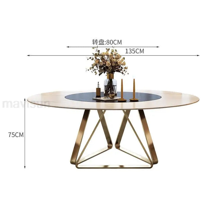 Light Luxury Gold Dining Table Round Turntable 1.2/1.5m Dining Table Set 8 Chairs Minimalist Esstische Home Furniture GPF50YH