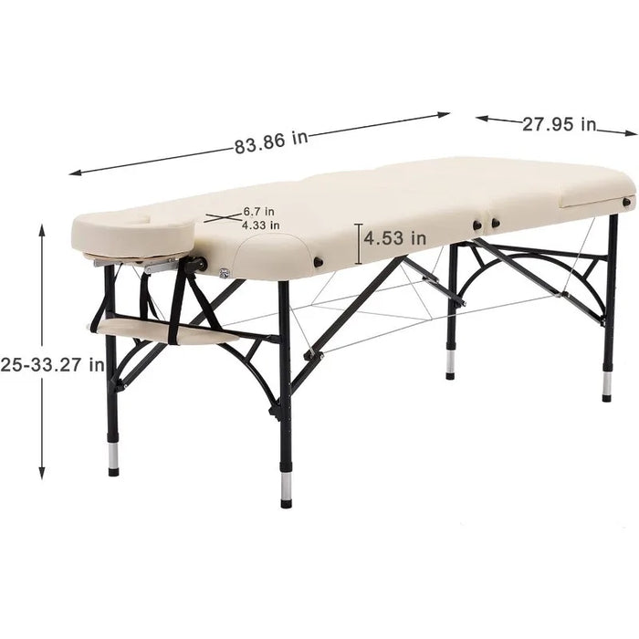 28" Width 3 Folding Portable Lightweight Massage Table Facial Salon Spa Tattoo Bed with Aluminium Leg for Home Office