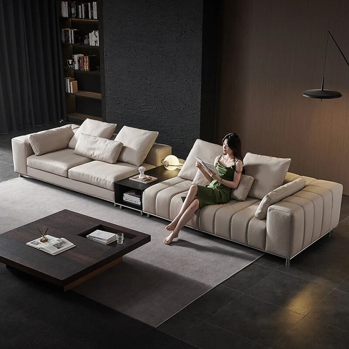 Italian Designer Luxury Genuine Leather Corner Combination New Arrival Minimalist Large Villa High end Custom Sofa Set Furniture