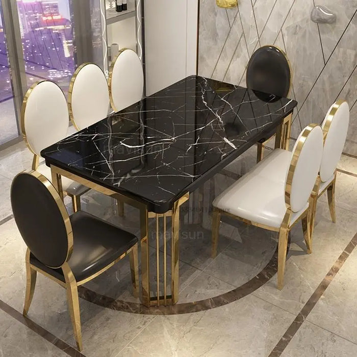 Nordic Light Luxury Marble Dinning Table New Modern Simple Rectangular Dining Table  Loft  Kitchen Furniture Table With Chairs
