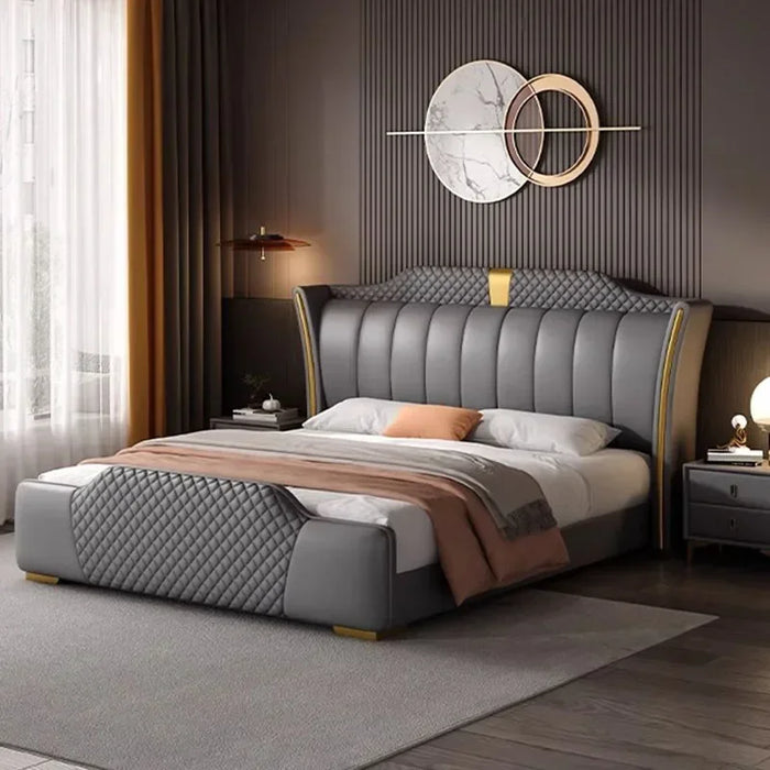 Nordic Luxury Bedroom Bed Queen Size King White Cheap Modern Twin Bed Wood Faux Leather Letto Matrimoniale Bedroom Furniture