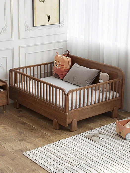 Home furniture Children's Furniture Children's Beds Solid wood kids bed with guardrail foldable baby bed baby crib 80/120*200cm