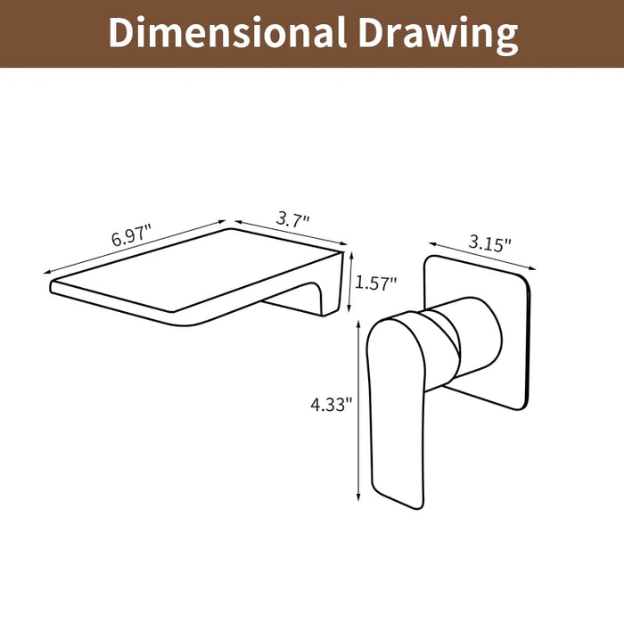 Wall Mount Tub Filler Waterfall Bathtub Faucet High Flow Bath Filler Faucet Bathroom Faucets with Rough-in