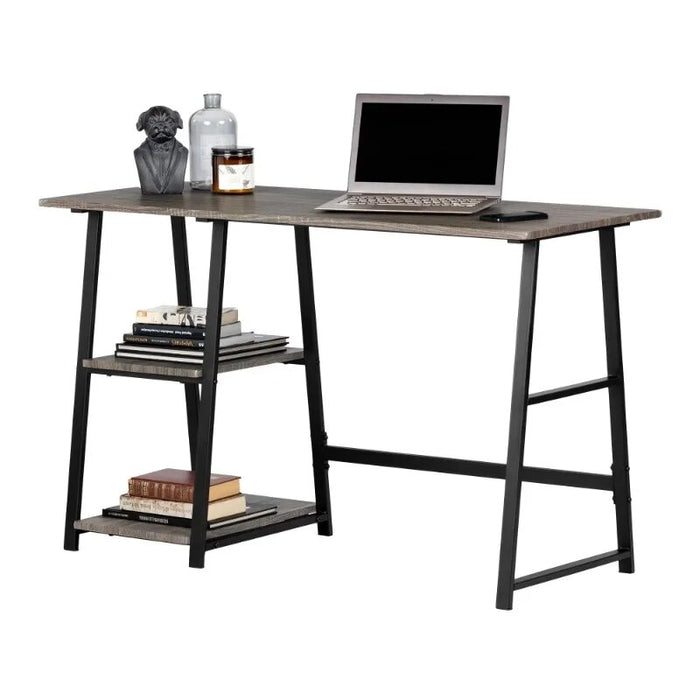 South Shore Evane Contempory Trestle Desk with Storage, Multiple Finishes Computer Desk  Office Table