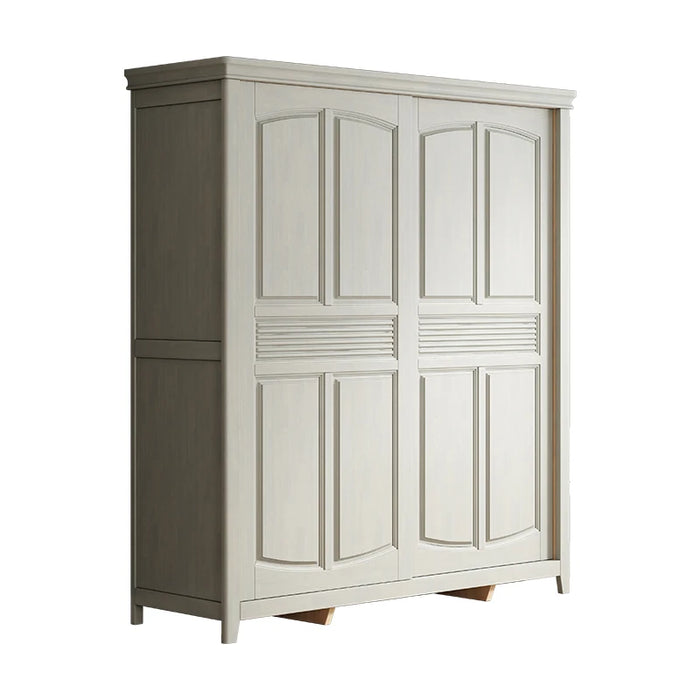 Lightweight and luxurious solid wood wardrobe with sliding doors for current household bedrooms, two door coat cabinets, storage