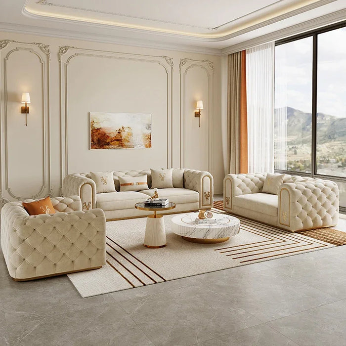 Modern Minimalist American Pull Buckle Luxury French Cream Style Living Room Sofa