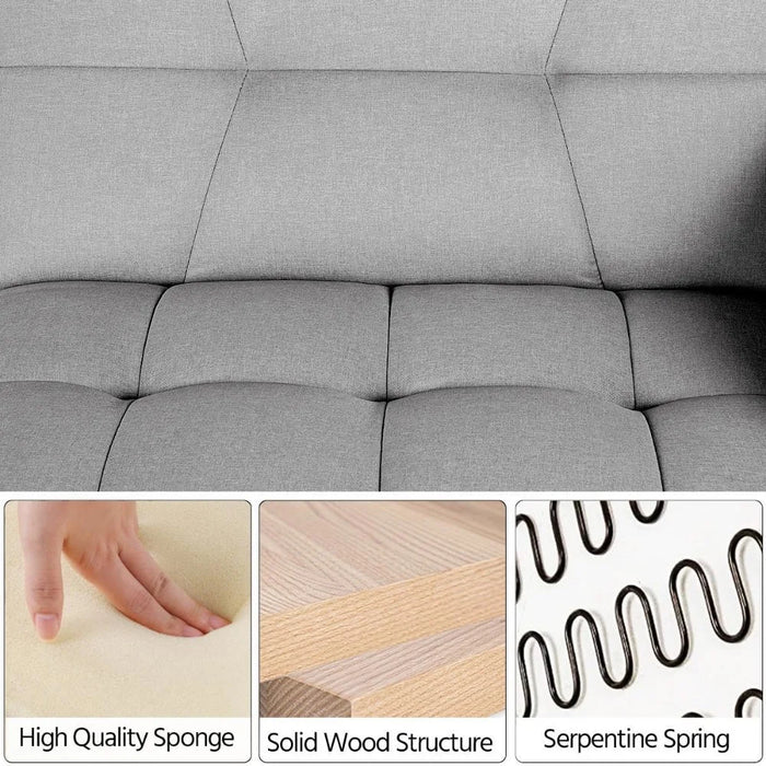 Sleeper Sofa Couch Bed Convertible Futon Couches Sofas Bed Fold Up and Down Linen Fabric Recliner Living Room Gray Couch