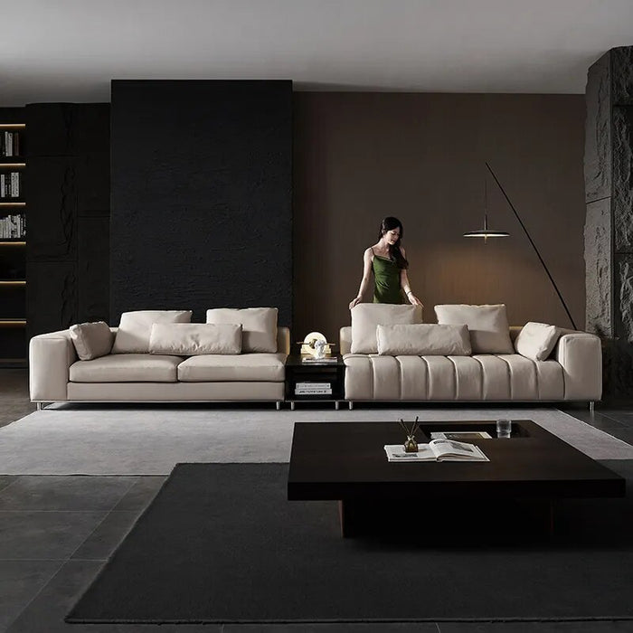 Italian Designer Luxury Genuine Leather Corner Combination New Arrival Minimalist Large Villa High end Custom Sofa Set Furniture