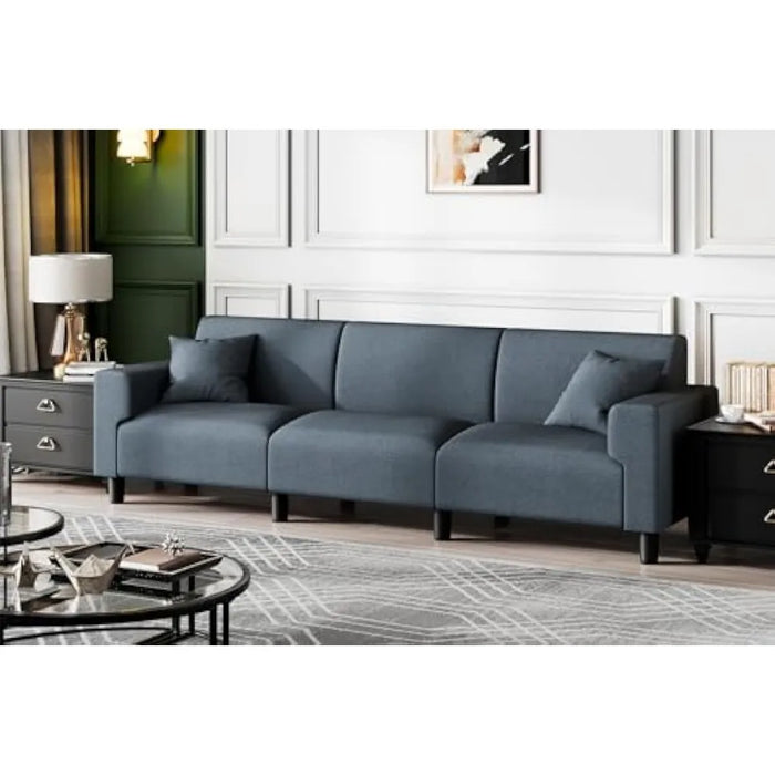 94 inch sofa, modern soft cushion, 3-seater deep cushion sofa, living room, lounge, sleeping chair sofa, with two pillows