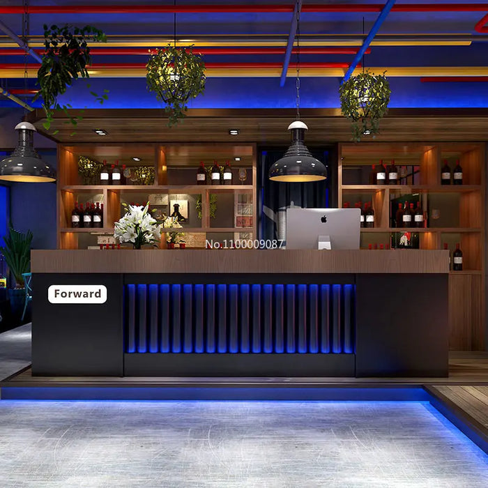 Front Desk Online Red Integrated Gym Hotel Customizable Hotpot Shop Cashier Counter Dining Bar Retro Reception Desk