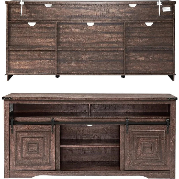 TV Stand for 75+ inch TV, 66" Tall Entertainment Center with Storage, TV Console for Living, Game Room, Farmhouse Media Console