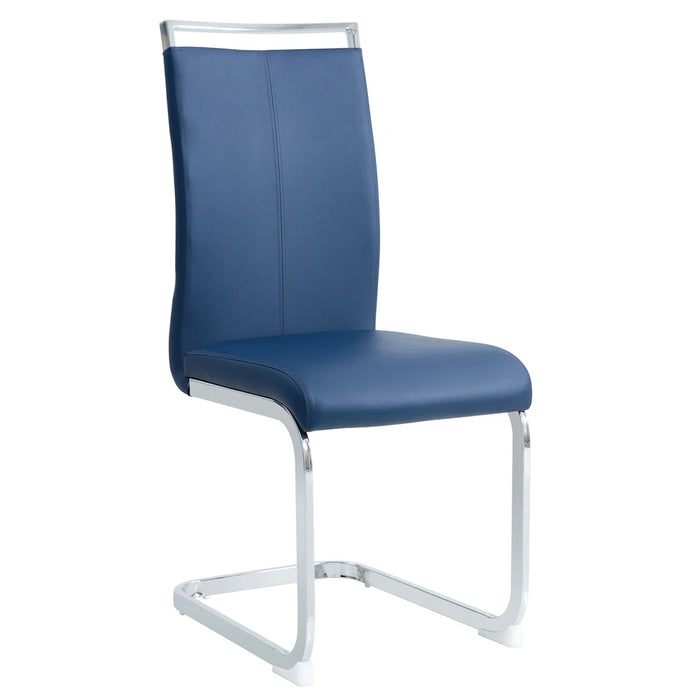 5 Pcs Glass Dining Room Set, 4 Blue Dining Chairs, 1 Dining Table