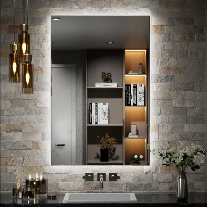 LED Backlit Bathroom Vanity Mirror with Light,Anti-Fog,Dimmable,Touch Button,Water Proof,Large,Lighted Mirror  espejos de pared