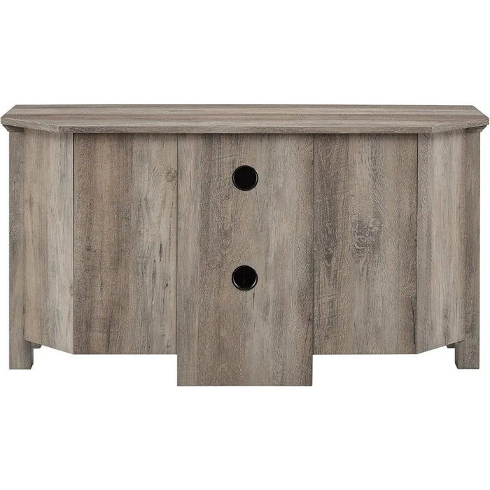 Modern Farmhouse Wood Corner Universal TV Stand for TV's Up to 50" Flat Screen Living Room Storage Entertainment Center 44 Inch