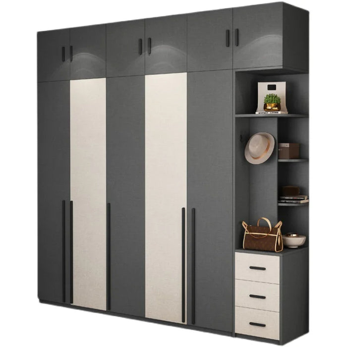 Solid wood multilayer wardrobe simple modern open-door wardrobe small household storage cabinet economical wardrobe
