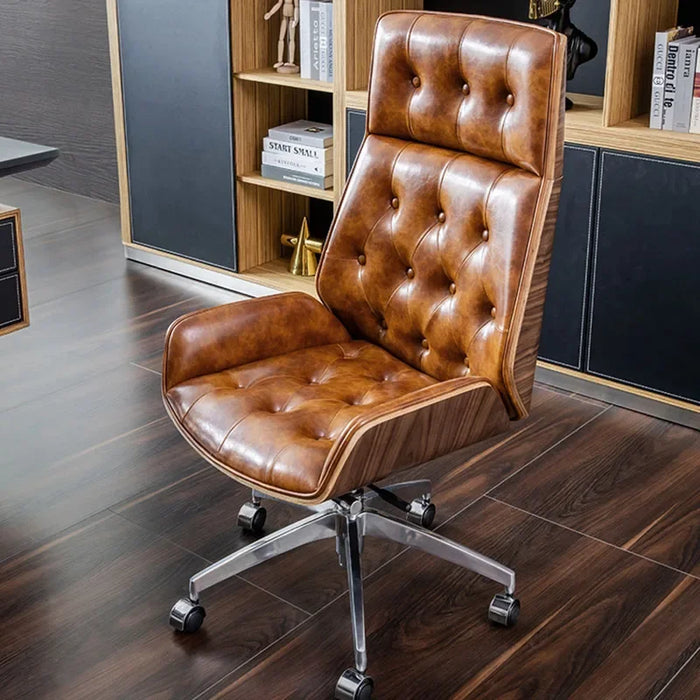 Back Cushion Leather Office Chair Design Extendable Orange Study Executive Chair Wheels Rotating Bedroom Silla Oficina Furniture