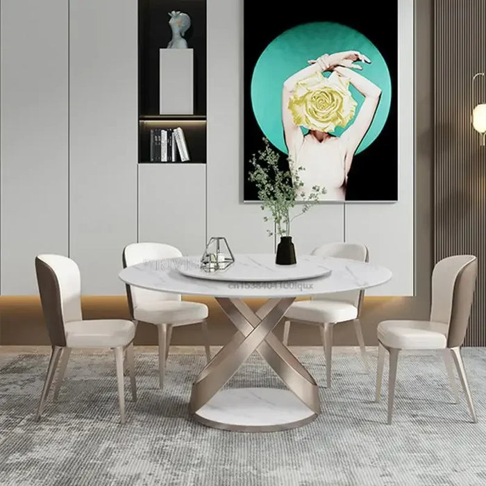 Nordic Large Circle Dining Table With Turntable European Style Modern For Restaurants Cafe Dining Room Furniture