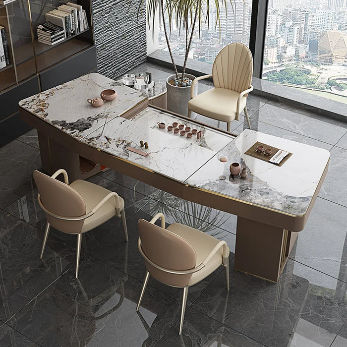 Rock desk, tea table and integrated office kungfu tea table and chair multifunctional luxury office