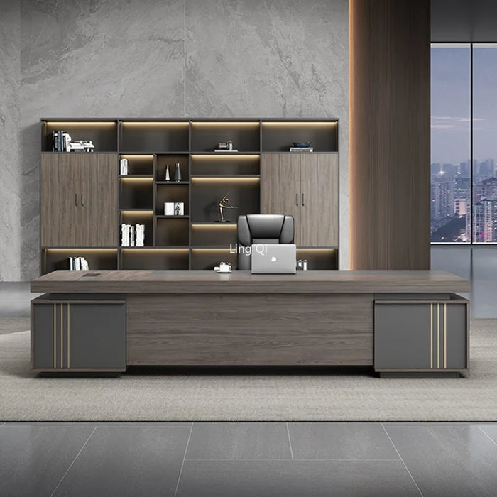 Luxury European Office Desk Dark Wood Boss Accessories Vanity Computer Desks Organizer Standing Mesa Escritorio Desk Furniture