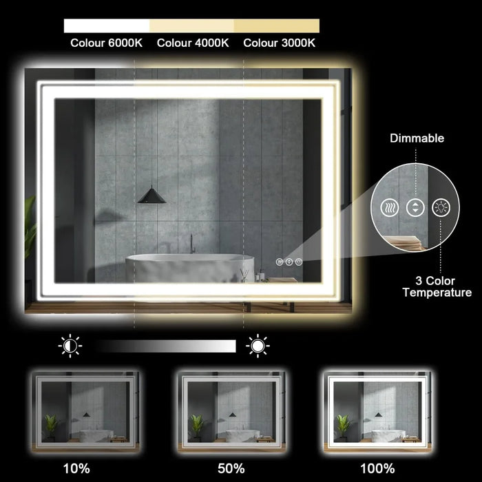 Mirror Bathroom Mirror With Backlight Makeup Mirrors Stepless Dimming Horizontal/vertical Hanging Led Light the Wall Miror Home