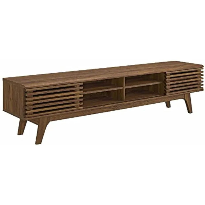 Modway Render 70" Mid-Century Modern Low Profile Media Console TV Stand, 70 Inch, Walnut Walnut