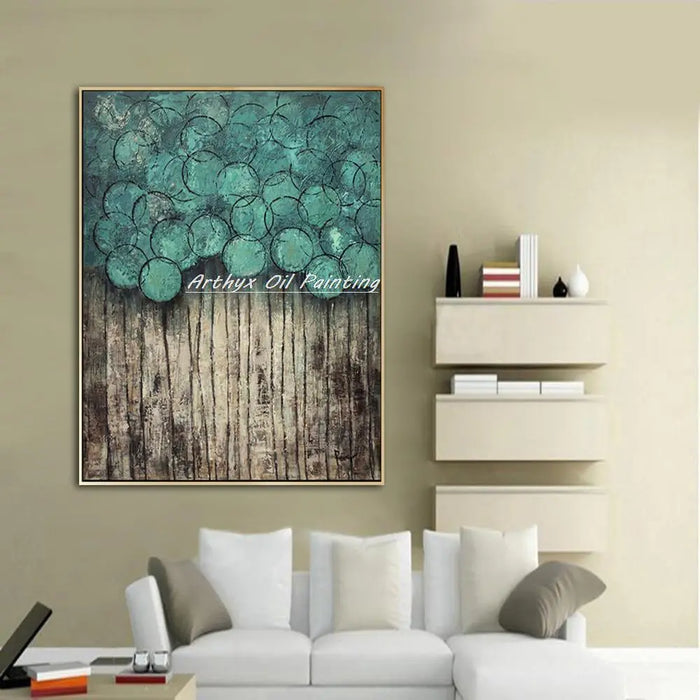 Arthyx,Hand Painted Abstract Circle Oil Painting On Canvas,Large Size,Modern Wall Art,Picture For Living BedRoom,Home Decoration