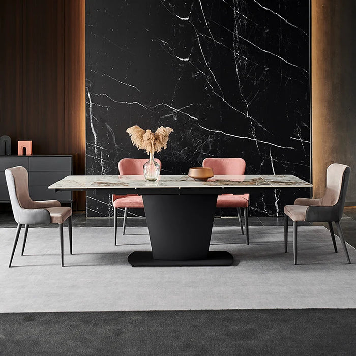 Glossy Rock Board Kitchen Table Modern Minimalist Light Luxury Extended Folding Table A Manger Chair Livingroom Furniture Set